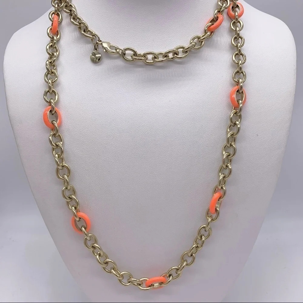 J. Crew Orange & Gold Links Necklace